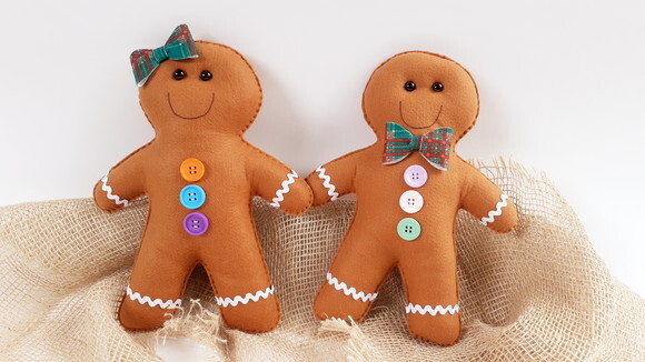Casal de Bonecos Gingerbread de Feltro