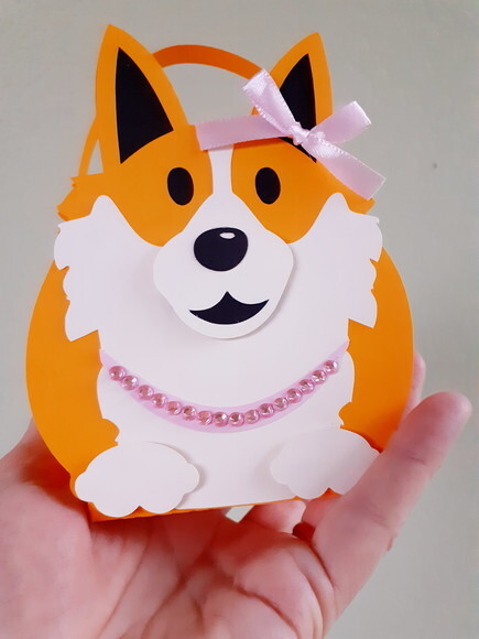 Cesto Lembrancinha Cachorrinha em Papel