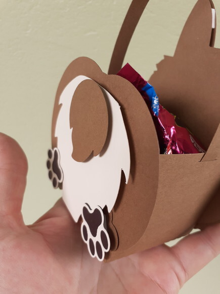 Cesto Lembrancinha Cachorro em Papel