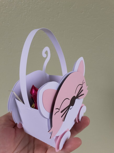 Cesto Lembrancinha Gatinho em Papel