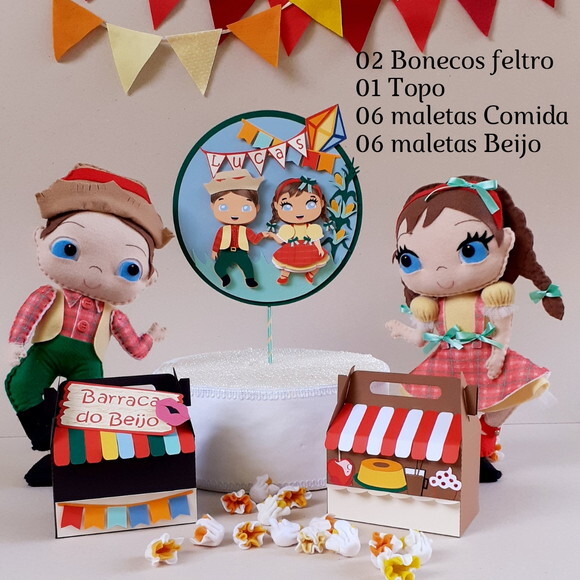 Festa Junina Feltro e Papelaria 15 Peças