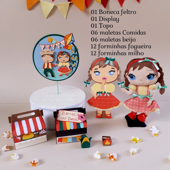 Festa Junina Feltro e Papelaria 39 Peças