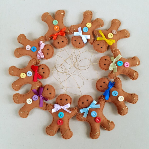 Gingerbread de Feltro 10 Pingentes