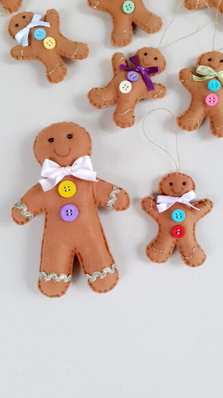 Gingerbread de Feltro 10 Pingentes e 03 Bonecos