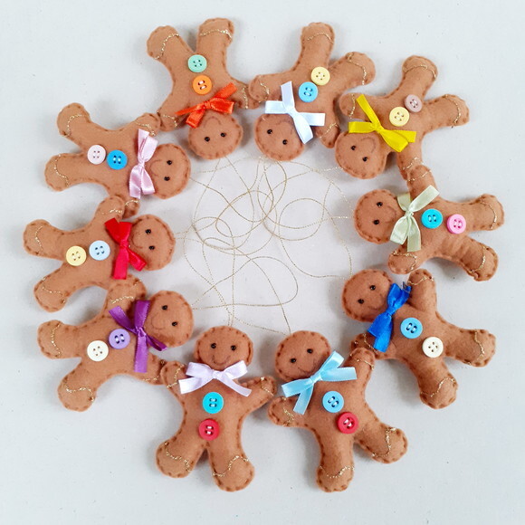Gingerbread de Feltro 10 Pingentes