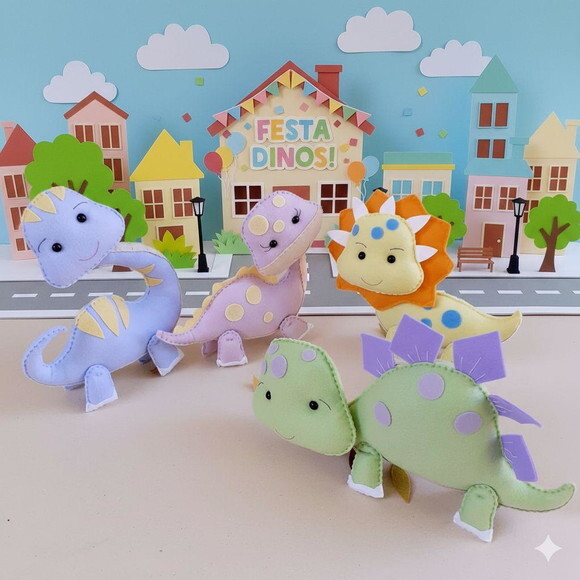 Kit Dinossauros Baby Candy Color 04 Peças