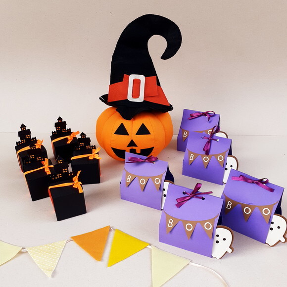Kit Halloween em Feltro, Papel e Tecido 11 Peças