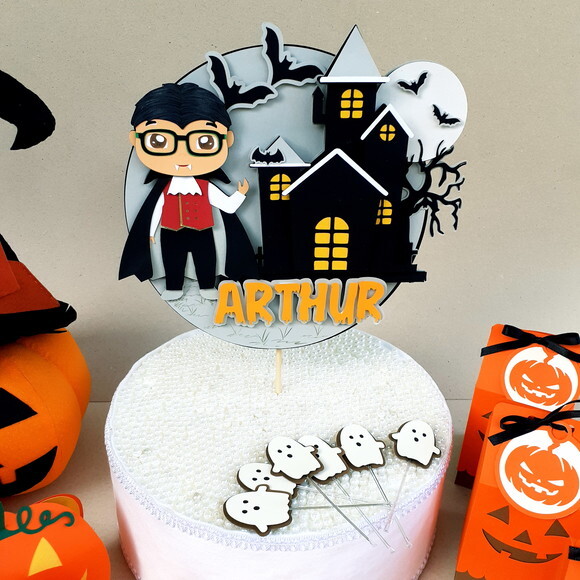Kit Halloween Feltro e Papel 24 Peças