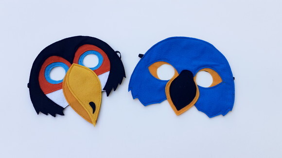 Kit Máscaras Aves Tucano e Arara Azul 2 Peças