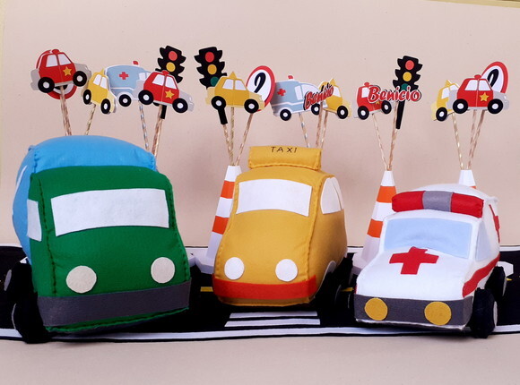 Kit Meios de Transporte Terrestre Feltro e Papel 28 Peças