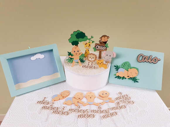 Kit Mesversário Topper Safári 26 Peças