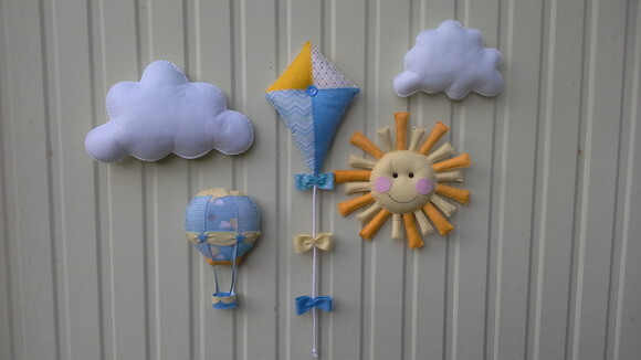 Kit Nuvens, Pipa, Balão e Sol com Carinha