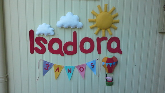 Kit Nuvens, Sol, Letras, Bandeirolas e Balão