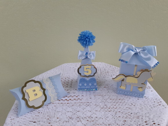 Kit Palhacinho e Caixas Semi Luxo 19 Peças Azul