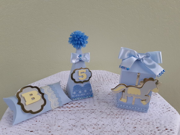 Kit Palhacinho de Cartola e Caixas Semi Luxo 19 Peças Azul
