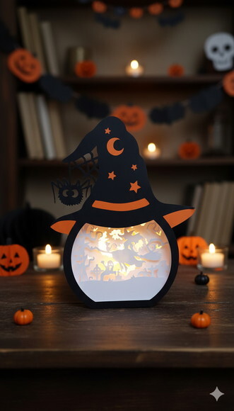 Lanterna Chapéu de Bruxa de Halloween com Led