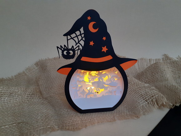 Lanterna Chapéu de Bruxa de Halloween com Led