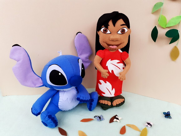 Lilo, Xepa e Stitch em Feltro 03 Peças