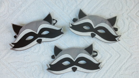 Máscaras Guaxinim Bichos do Bosque 03 Peças