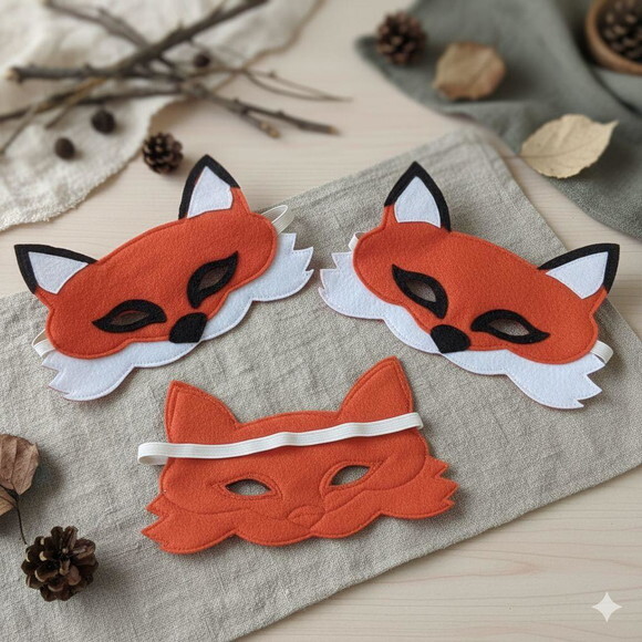 Máscaras Raposa Laranja Bichos do Bosque 03 Peças