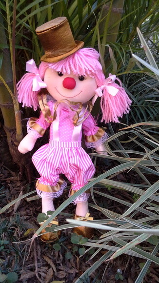 Palhacinha Rosa e Dourado em Tecido