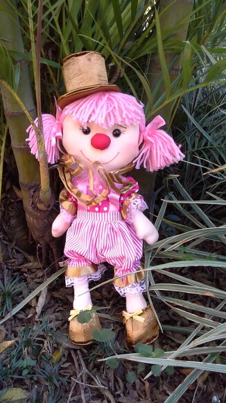 Palhacinha Rosa e Dourado Pequena