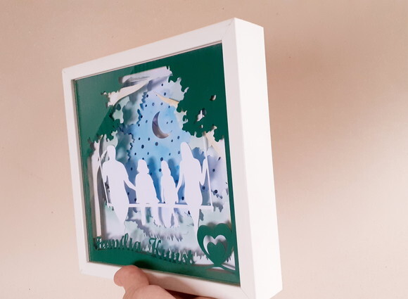 Porta Retrato Família Iluminado com Luzinhas de Led