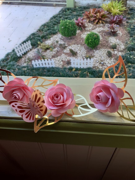 Topper Feliz Aniversário, Rosas e Borboletas em Camadas