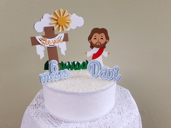 Topper Mesversário Jesus com Nome