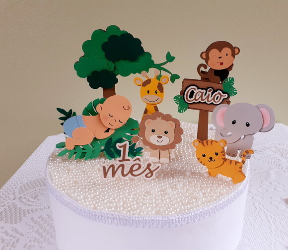 Topper Mesversário Safári 10 Peças