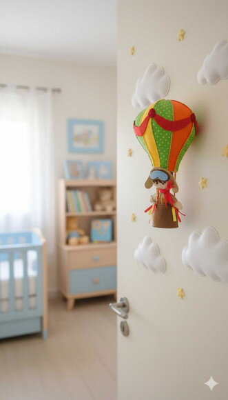 Balão e aviador em feltro