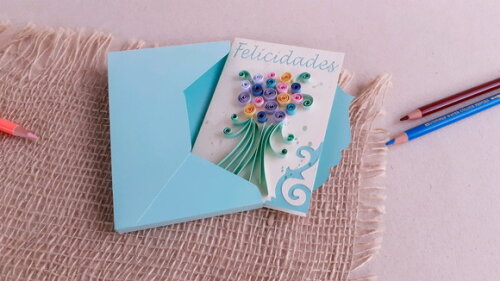 Cartão Felicidades em Quilling com Envelope 2