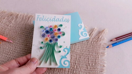 Cartão Felicidades em Quilling com Envelope 2