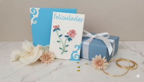 Cartão Felicidades em Quilling com Envelope 3