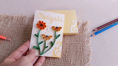Cartão Obrigada em Quilling com Envelope