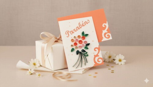 Cartão Parabéns em Quilling com Envelope 2