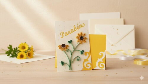 Cartão Parabéns em Quilling com Envelope