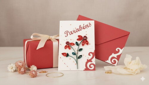 Cartão Parabéns em Quilling com Envelope I