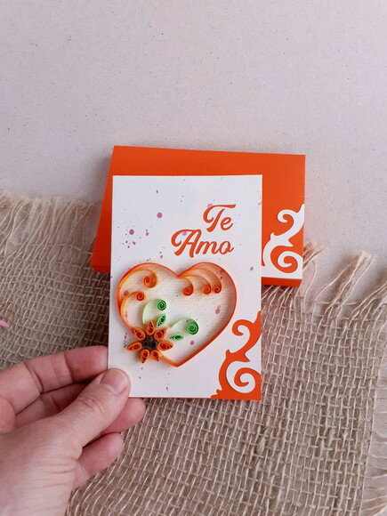 Cartão Te Amo em Quilling com Envelope