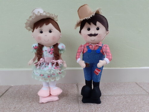 Casal Caipira em Feltro