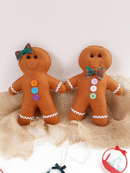 Casal de Bonecos Gingerbread de Feltro