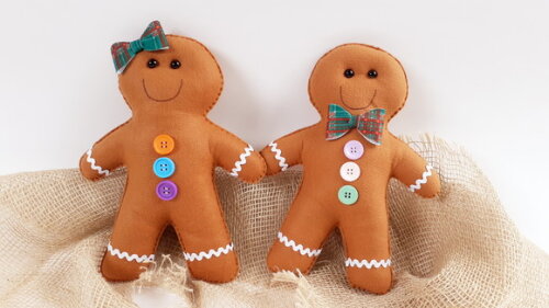 Casal de Bonecos Gingerbread de Feltro