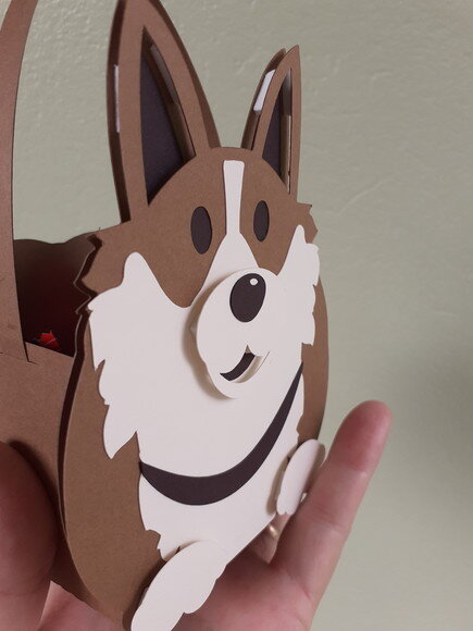 Cesto Lembrancinha Cachorro em Papel