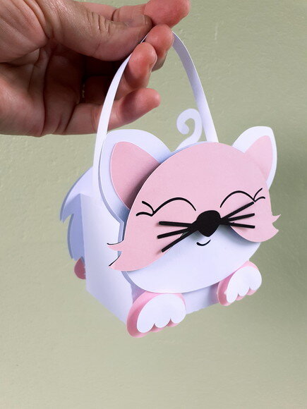 Cesto Lembrancinha Gatinho em Papel