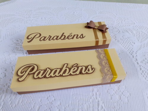 Duo Caixa Bis Parabéns Amarelo e Marron