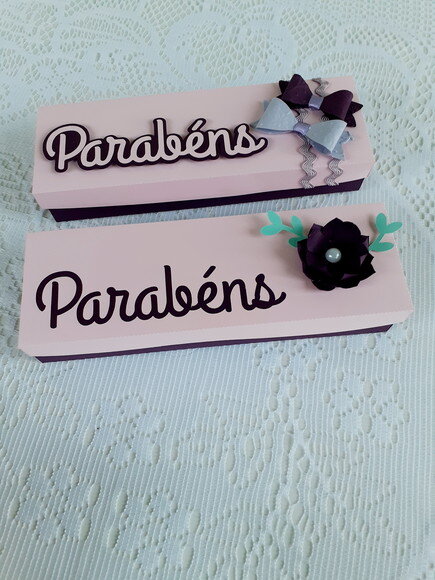 Duo de Caixas Parabéns Rosa e Roxo