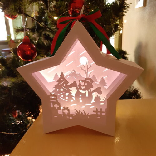 Estrela Boneco de Neve com Luzinhas