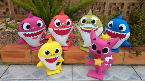 Família Baby Shark e Raposa em Feltro