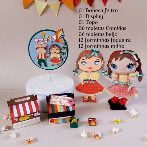 Festa Junina Feltro e Papelaria 39 Peças