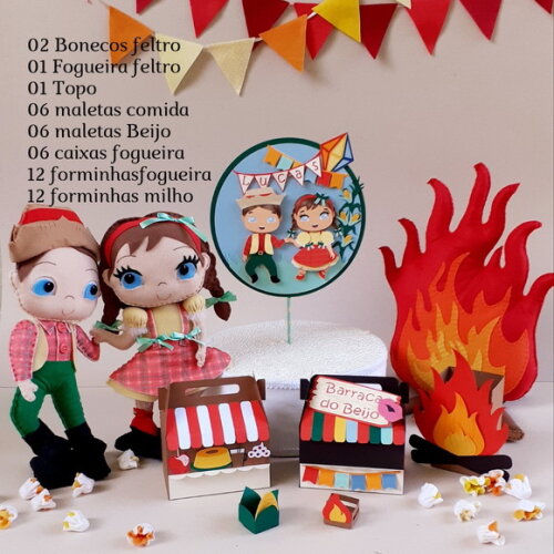 Festa Junina Feltro e Papelaria 46 Peças